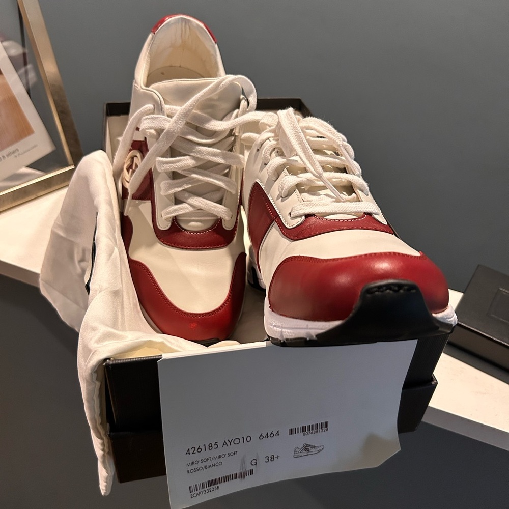 Gucci Red and White Athletic Shoes